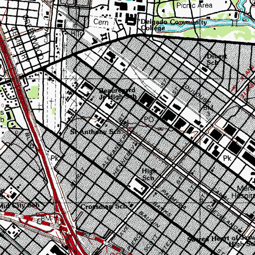 Topographic Map of Unification Church, LA