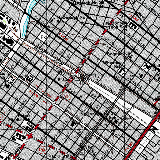 Topographic Map of Little Zion Baptist Church, LA