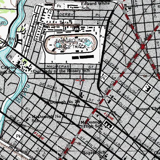 Topographic Map of Mount Calvary Evangelical Lutheran Church, LA