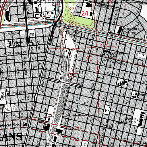 Topographic Map of Greater New Saint Luke Baptist Church, LA