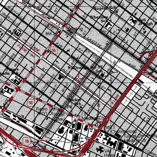 Topographic Map of Refuge Temple Church, LA