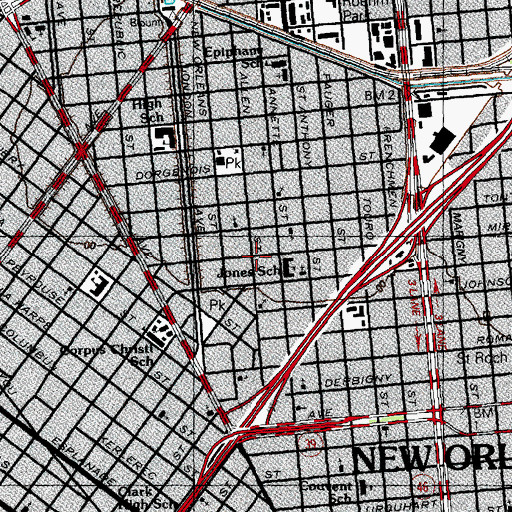 Topographic Map of Beecher Memorial United Church of Christ, LA