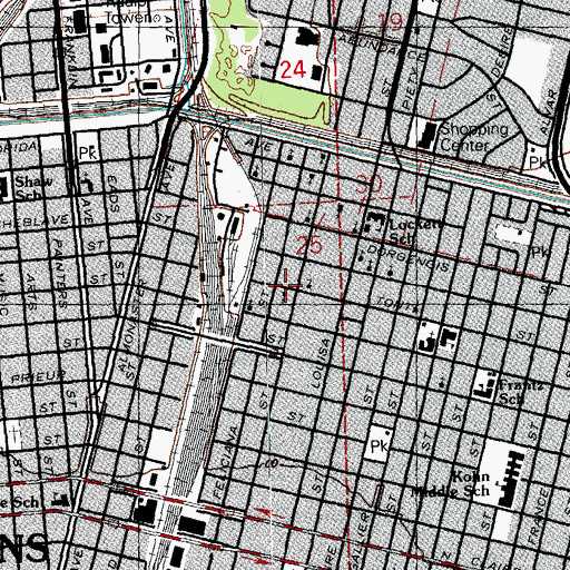 Topographic Map of Little Antioch Baptist Church, LA