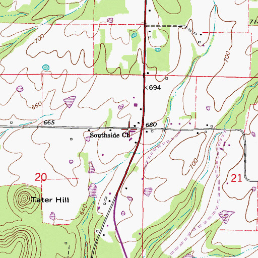 Topographic Map of Southside Church, AR