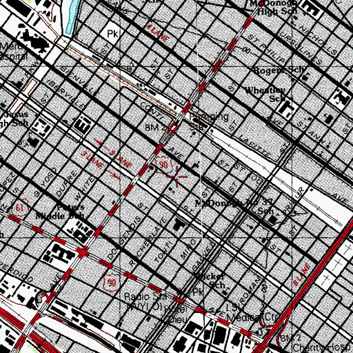 Topographic Map of Blessed Mother of Charity Spiritual Church, LA