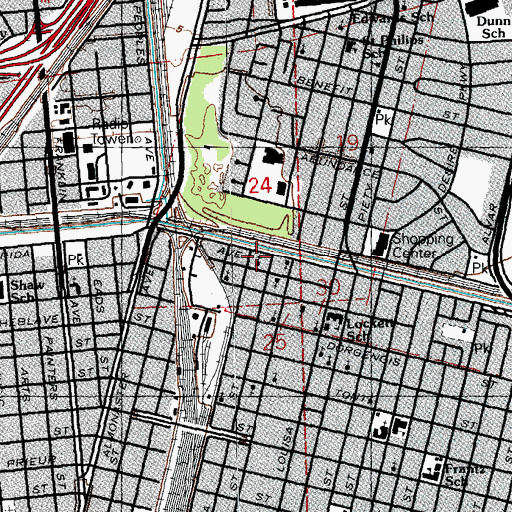 Topographic Map of Mount Rock Baptist Church, LA