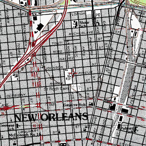 Topographic Map of Our Lady of the Sea Catholic Church, LA