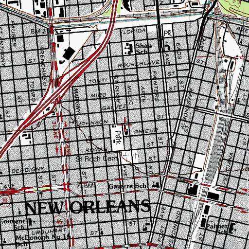 Topographic Map of Our Lady Star of the Sea School, LA