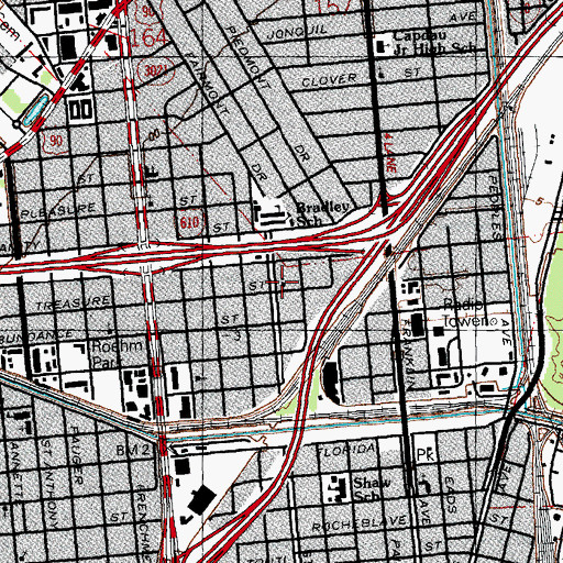 Topographic Map of Kingdom Hall of Jehovahs Witnesses, LA