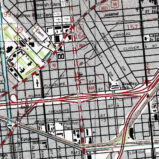 Topographic Map of Elysian Fields Church of God, LA