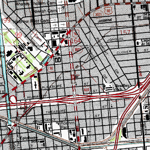 Topographic Map of Elysian Fields Avenue Baptist Church, LA