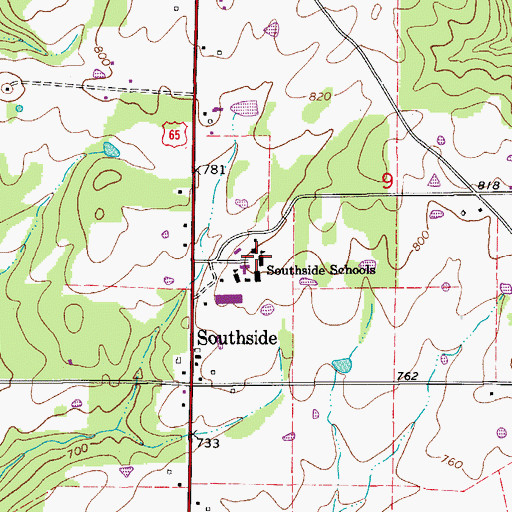 Topographic Map of Southside Schools, AR