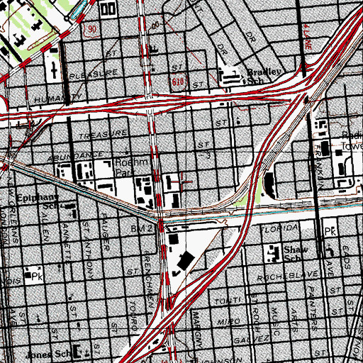 Topographic Map of Olivet Missionary Baptist Church, LA