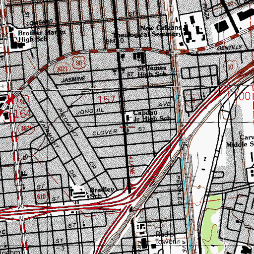 Topographic Map of New Orleans Central Seventh Day Adventist Church, LA