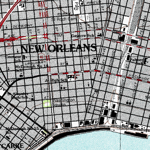 Topographic Map of Spain Street Church of God in Christ, LA