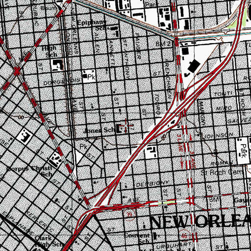 Topographic Map of Second Mount Olive Baptist Church, LA