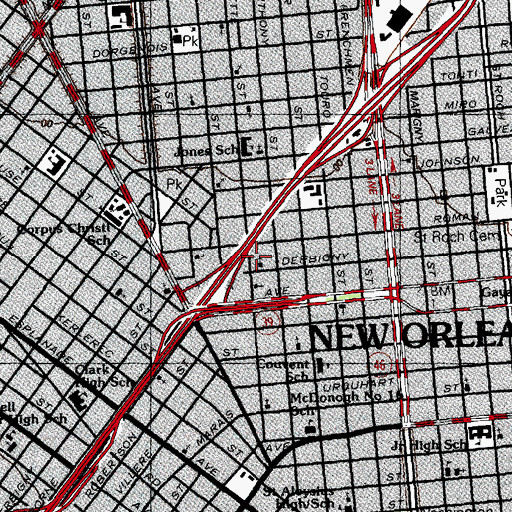 Topographic Map of Saint John Divine Missionary Baptist Church, LA