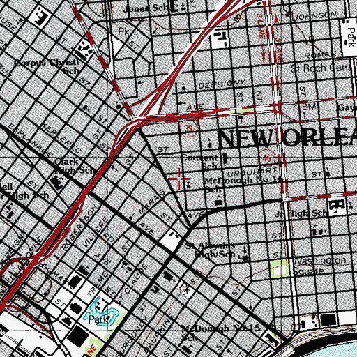 Topographic Map of Christian Congregation Baptist Church, LA