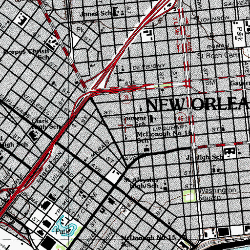 Topographic Map of University Spiritual Church, LA