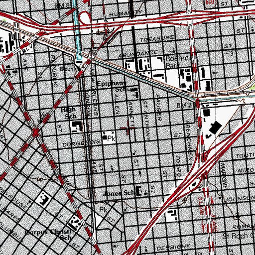 Topographic Map of Saint Philip Methodist Church, LA
