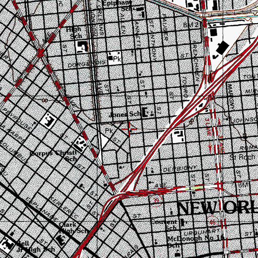 Topographic Map of Greater Emmanuel Baptist Church, LA