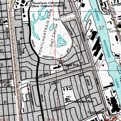 Topographic Map of Bethany United Methodist Church, LA