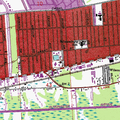 Topographic Map of Bethlehem Childrens Center, LA