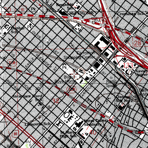 Topographic Map of Cuccia-Byrnes Playground, LA