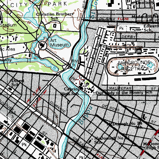 Topographic Map of Desmare Playground, LA