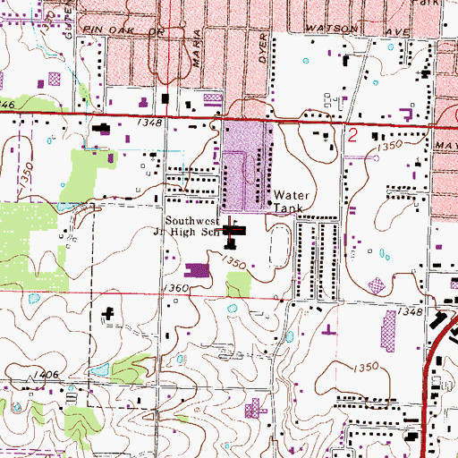 Topographic Map of Southwest Junior High School, AR