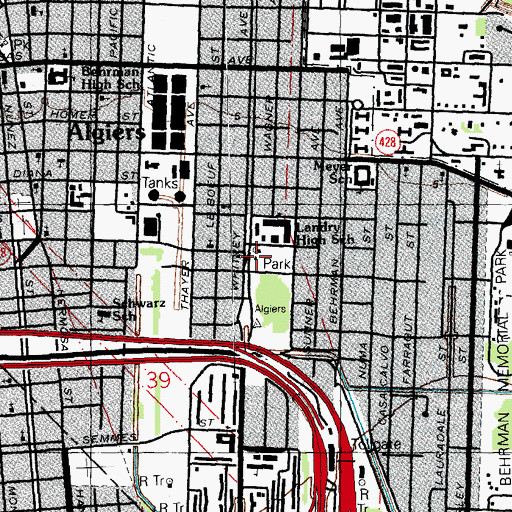 Topographic Map of Fox Plaground, LA