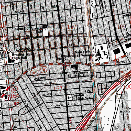 Topographic Map of Gentilly Presbyterian Church, LA