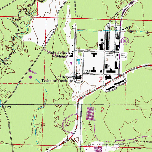 Topographic Map of Southwest Technical Institute, AR