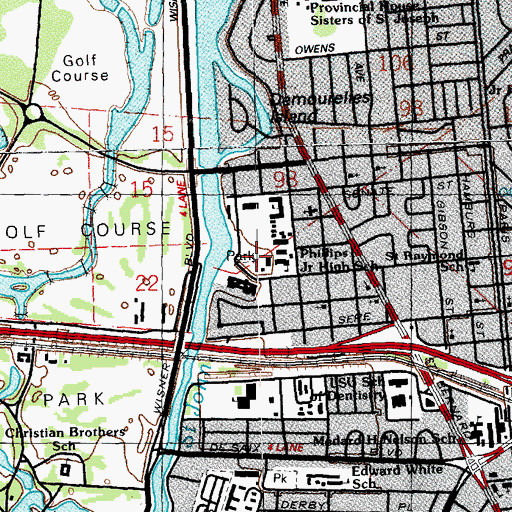 Topographic Map of Harris Playground, LA