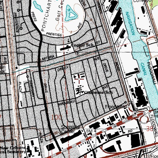 Topographic Map of Harris Playground, LA