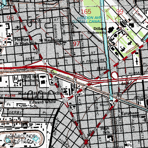 Topographic Map of Interchange 2B, LA
