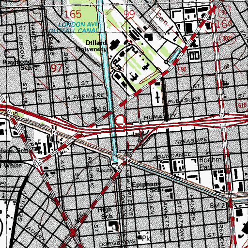 Topographic Map of Interchange 2C, LA