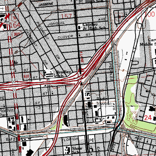 Topographic Map of Interchange 4, LA