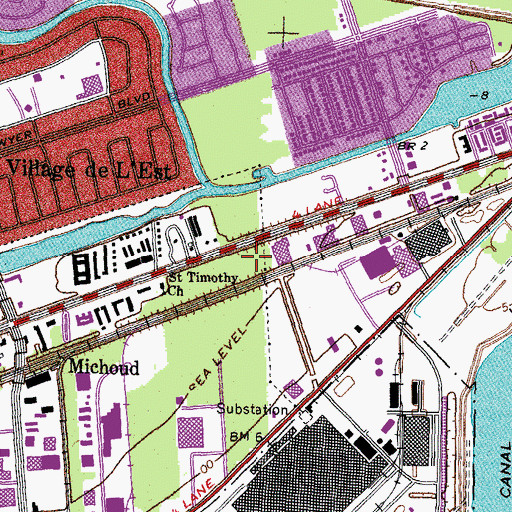 Topographic Map of Lafon Plantation (historical), LA