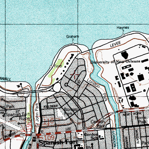 Topographic Map of Lake Terrace, LA