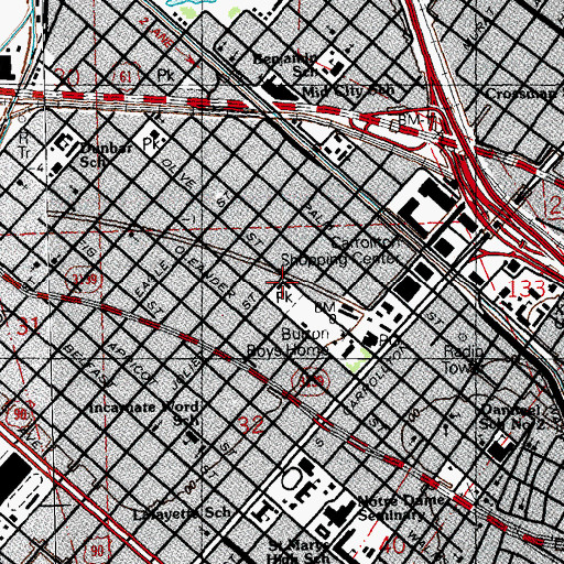 Topographic Map of Larry Gilbert Stadium, LA