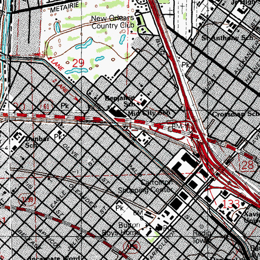 Topographic Map of Little Flower Playground, LA