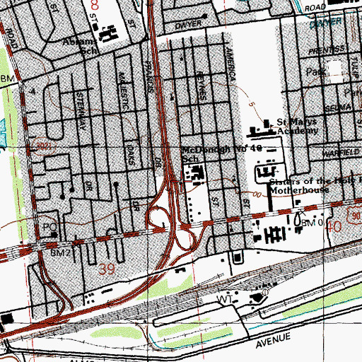 Topographic Map of Lower Light Baptist Church, LA