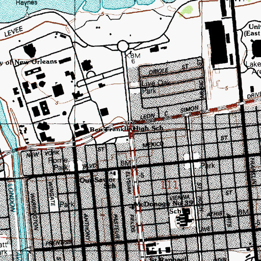 Topographic Map of Milneburg, LA