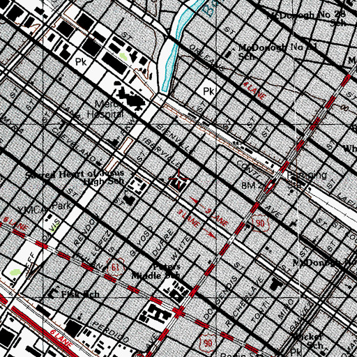 Topographic Map of Montelepre Memorial Hospital (historical), LA