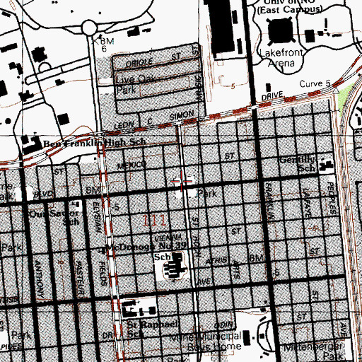 Topographic Map of National Square, LA