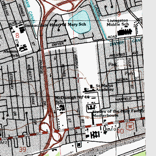 Topographic Map of New Gloryland Baptist Church, LA