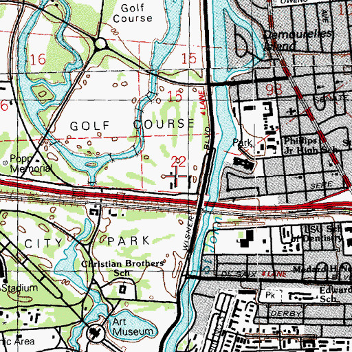 Topographic Map of Pan-American Stadium, LA