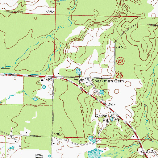 Topographic Map of Sparkman Cemetery, AR