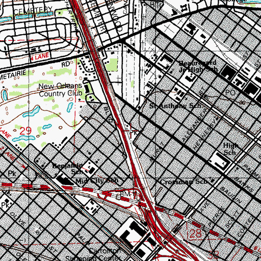 Topographic Map of Saint Patrick Playground, LA